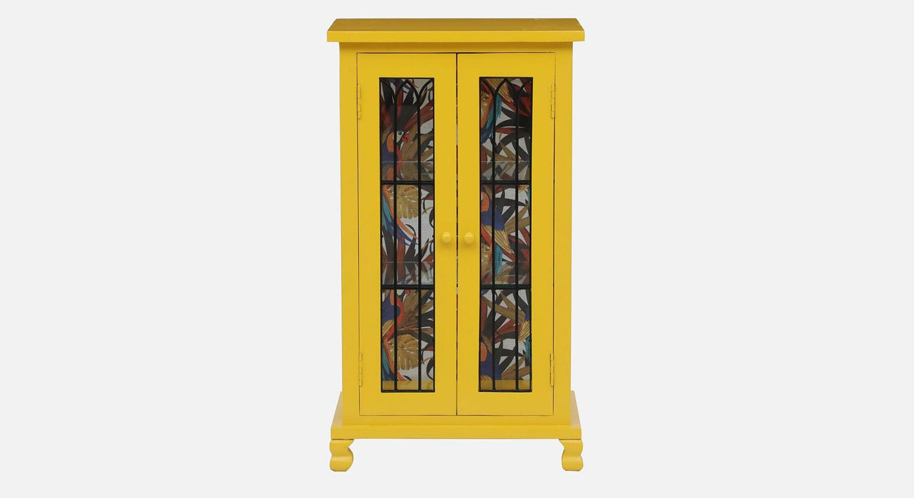 Yellow & Black Metal Wood Cabinet