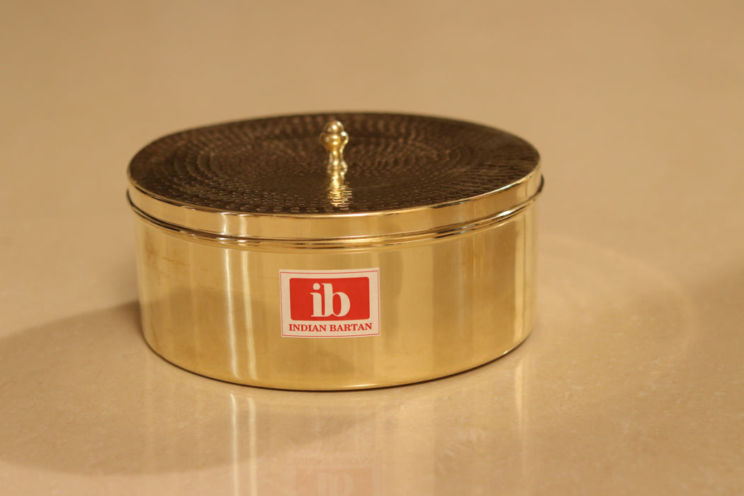 Brass Round Chapati Box | Roti Dabba For Serveware & Kitchen Utilities