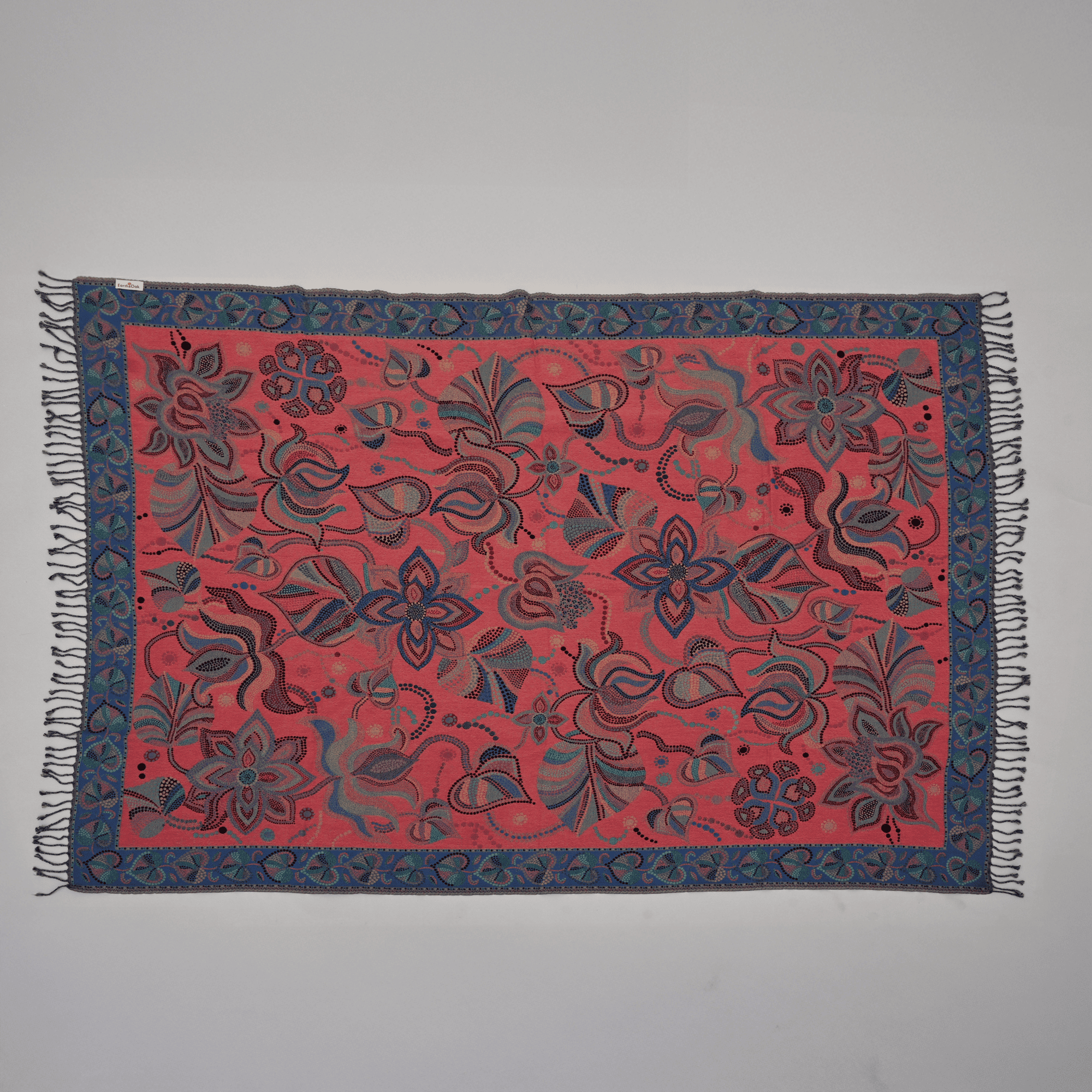 Bohemian Bloom Throw Blanket  Boho Cotton Wool Sofa Throw for Living Room & Bedroom Decor