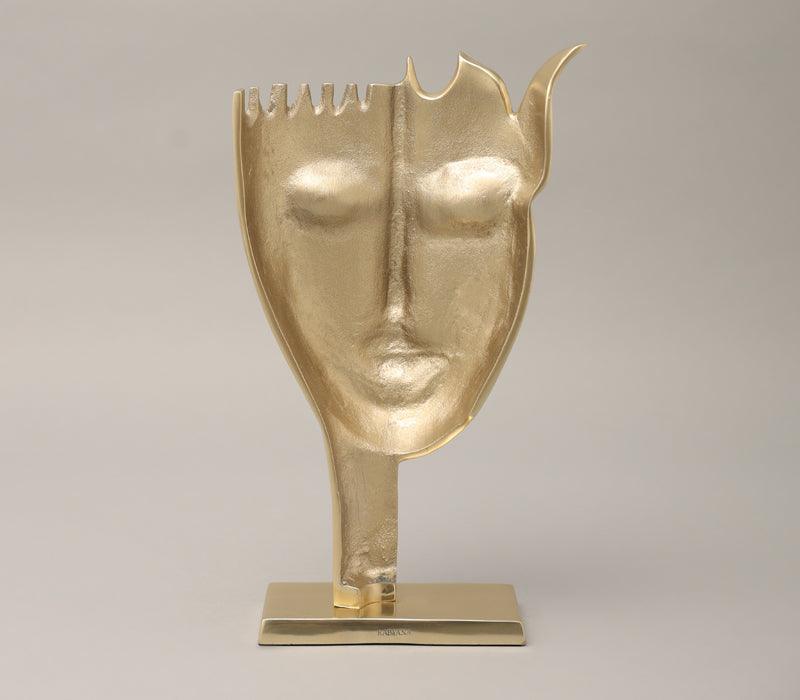 Face Me Sculpture | Polished Gold Aluminum Contemporary Art Decor for Modern Interiors | Designer Showpiece