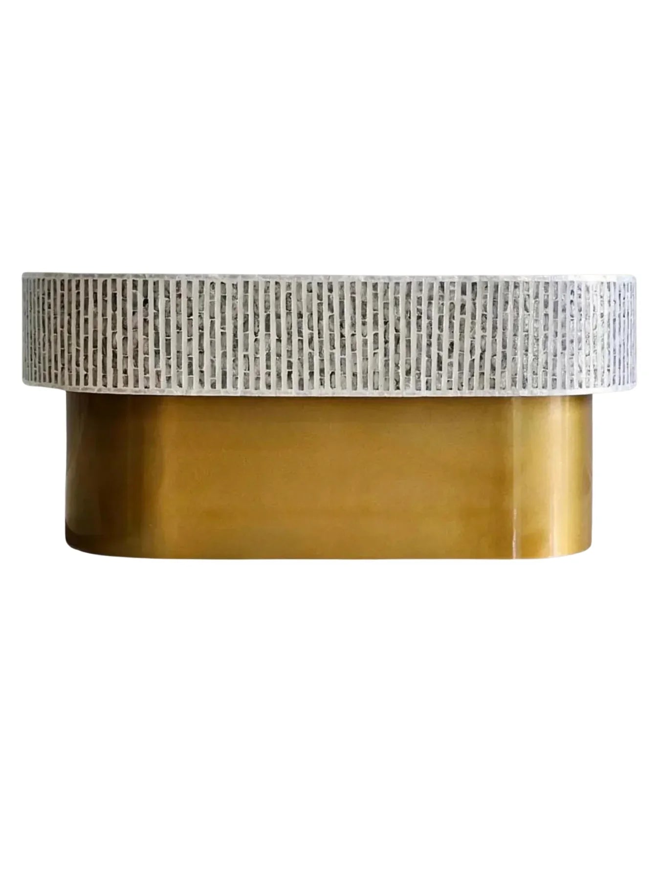 Mother of Pearl Round White Coffee Table- Cleo