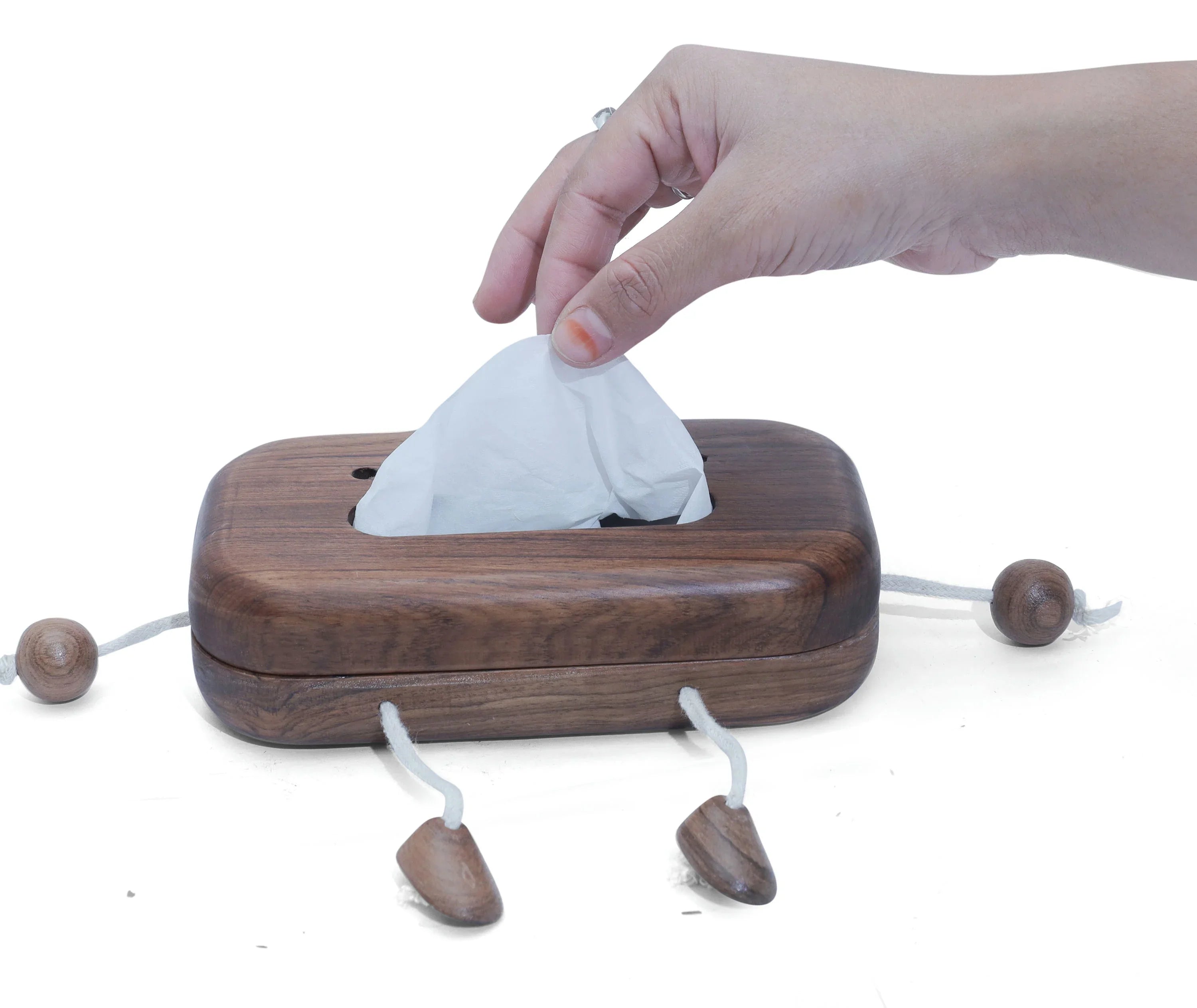 Handcrafted Wooden Robot Face Tissue Box
