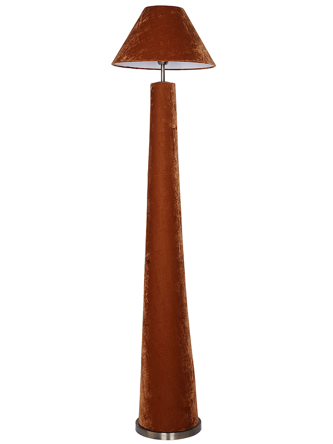 Modern Orange Velvet Conical Floor Lamp