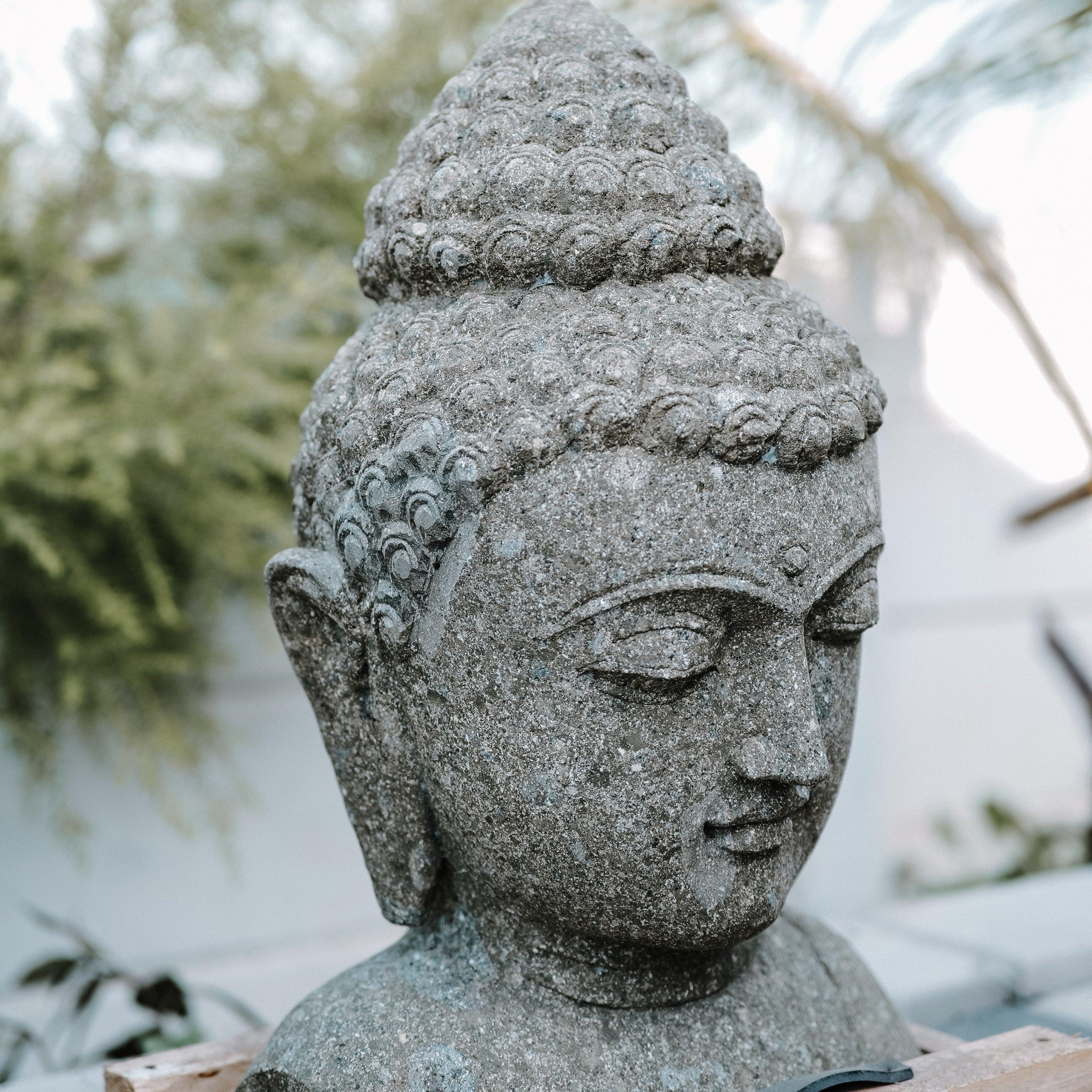 Zenith Buddha Face Sculpture | Tranquil Buddha Idol for Home & Garden