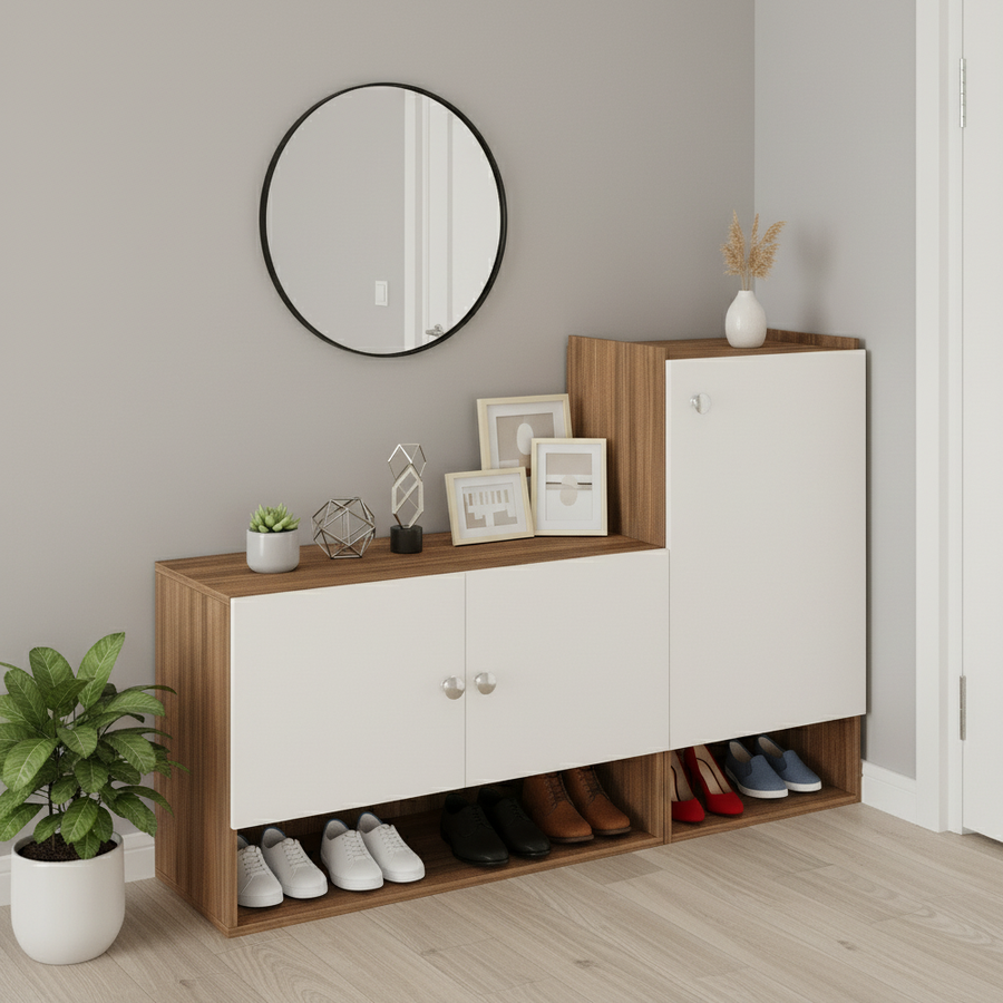 Shoe Rack Cabinet with Doors and Storage - Sinala