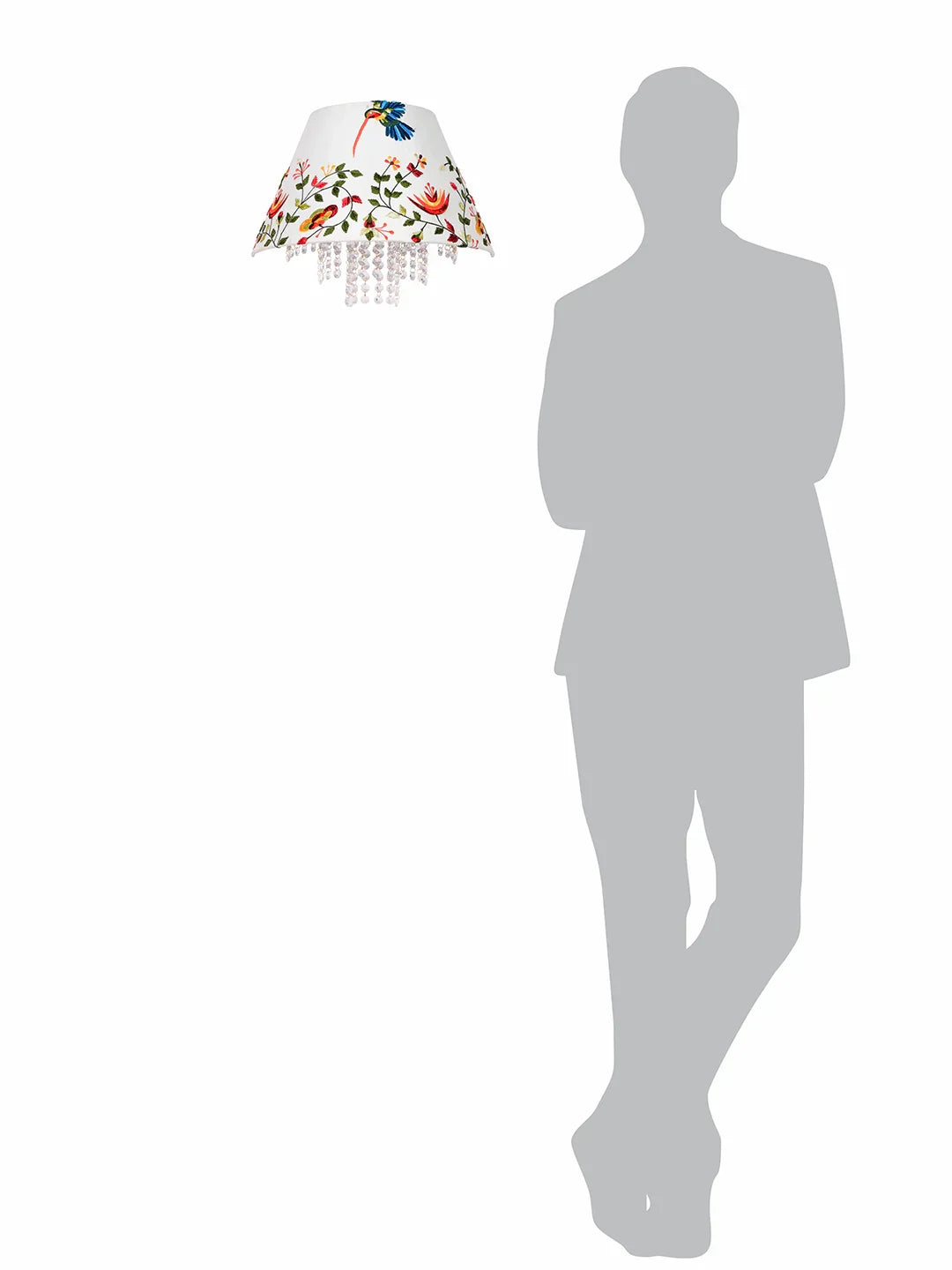 Contemporary Embroidered Hummingbird Wall Lamp with Crystal Accents