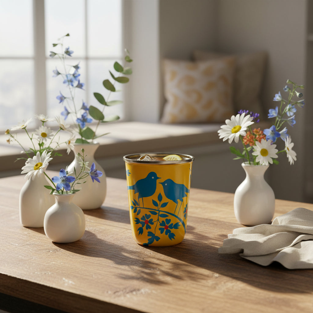 Hand Painted Steel Glass