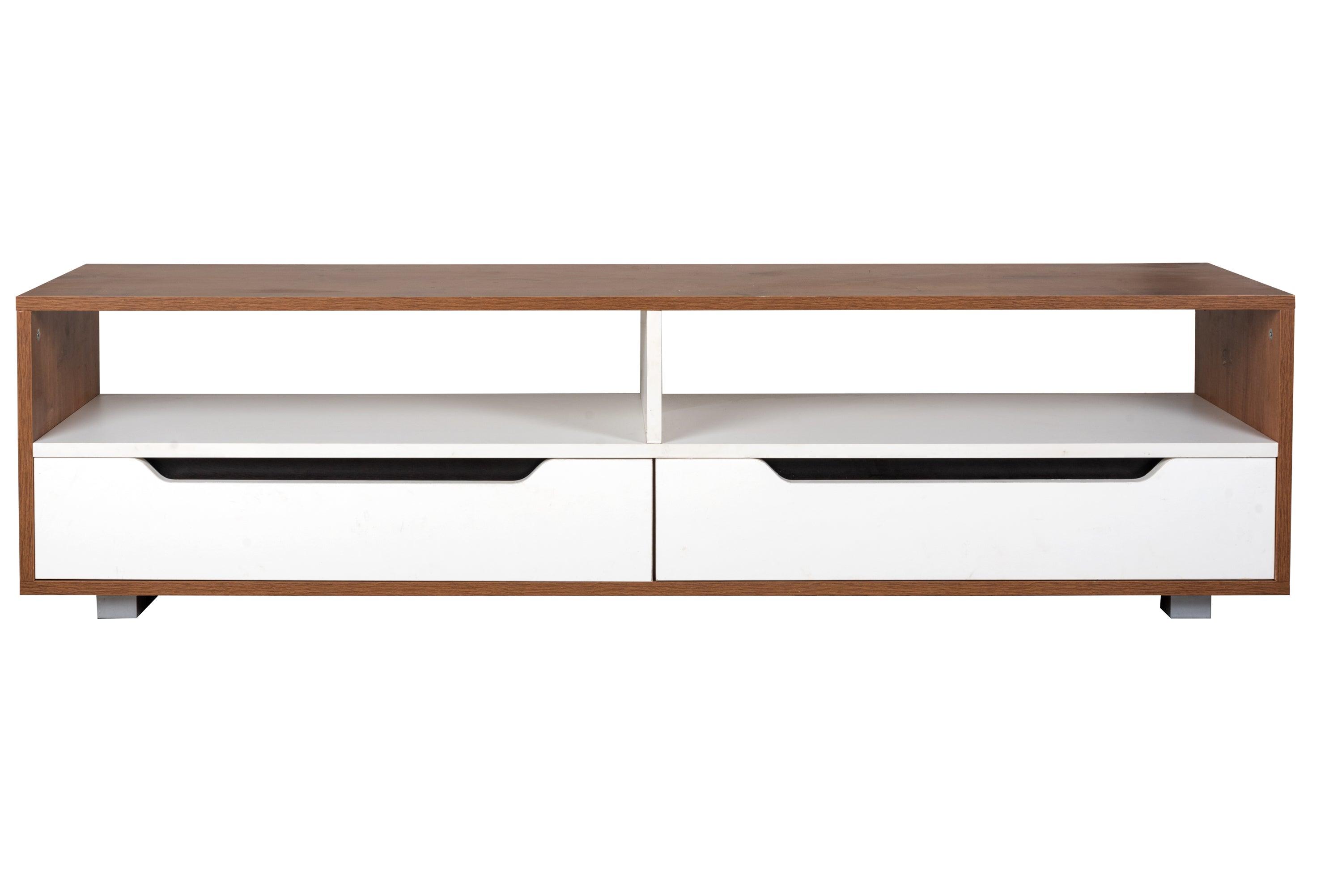 Skipper Walnut Finish TV Unit | Modern Wooden TV Stand with Storage