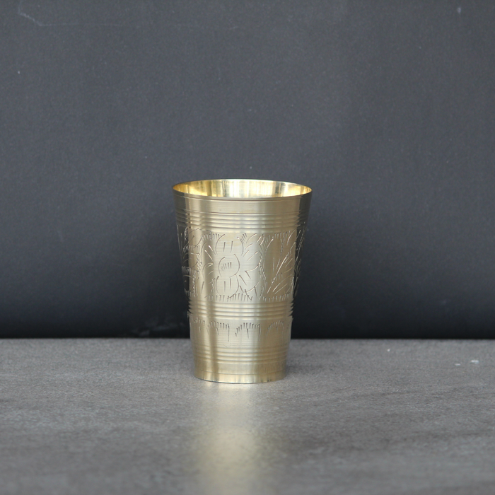 Golden Brass Drinking Glass for Dining | Premium Drinkware for Serving Water