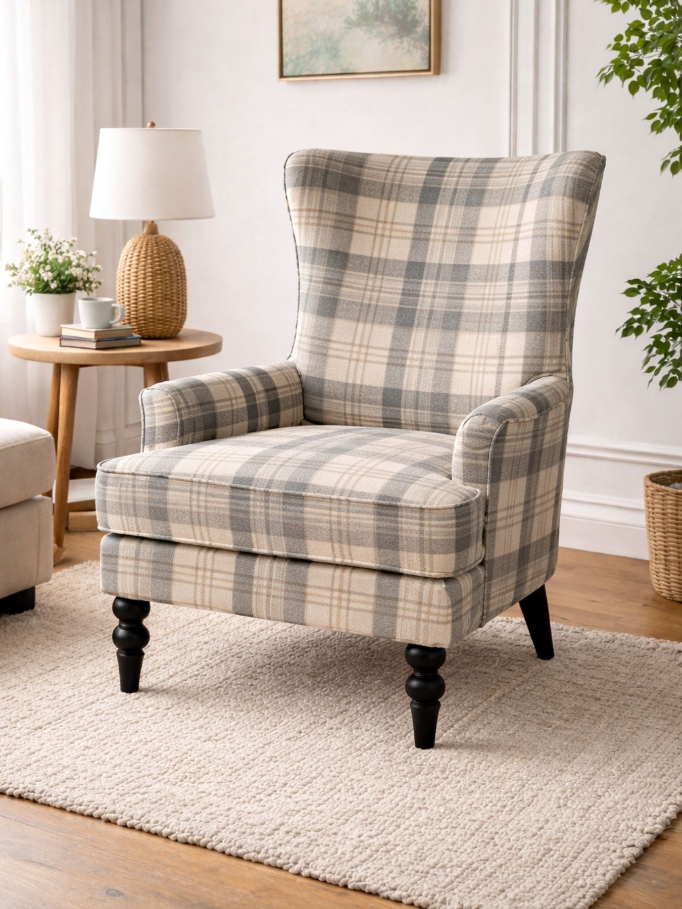 Heritage Checkered Upholstered Armchair