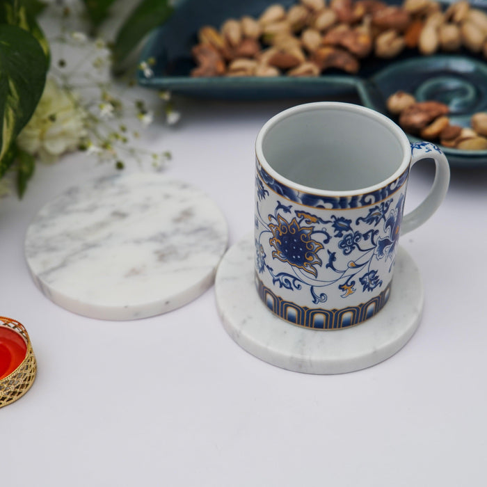 White Marble Plain Coaster for Tea Coffee | Trivets for Dining Table