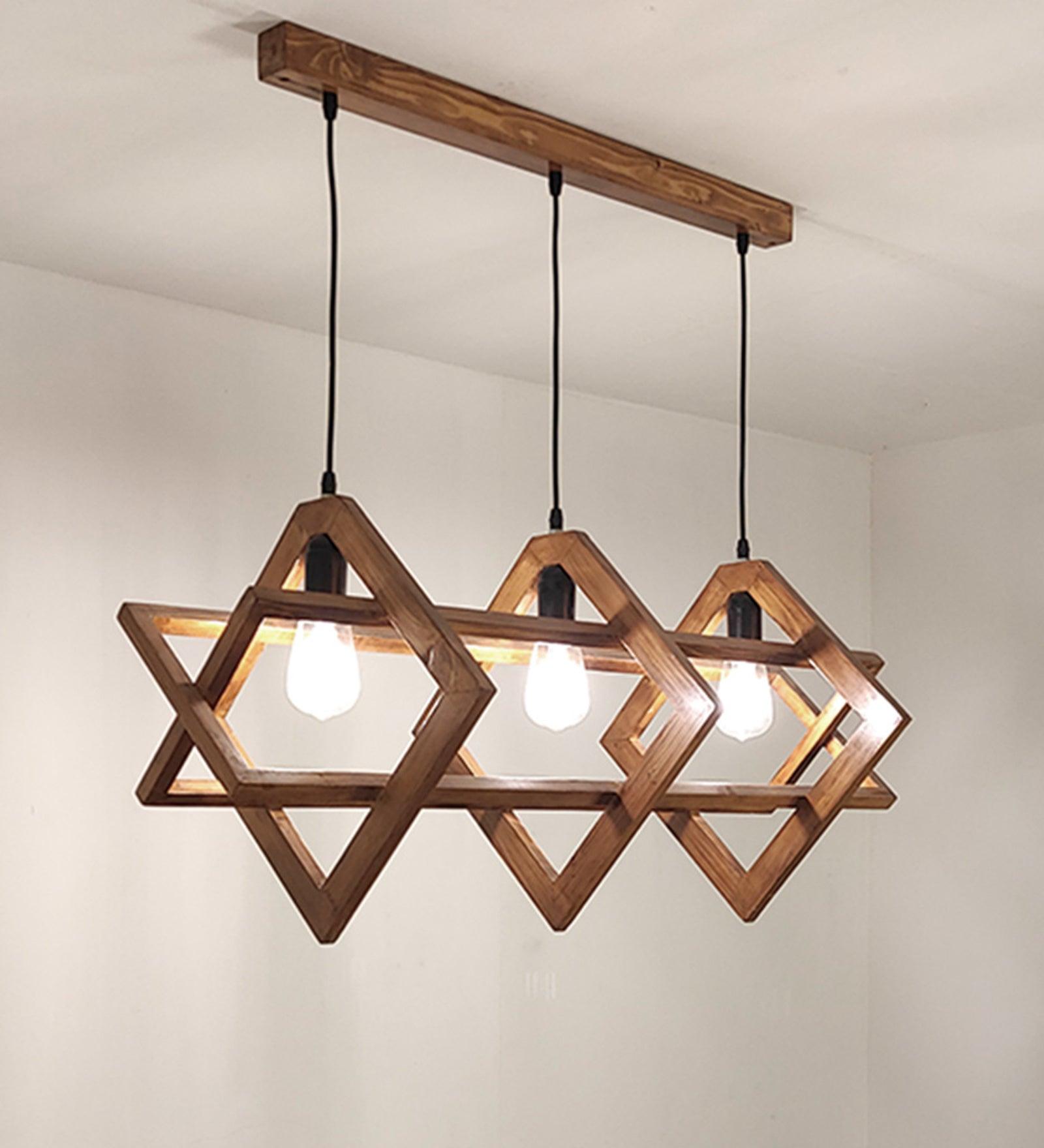 Paragon Brown Wooden 3 Series Hanging Lamp
