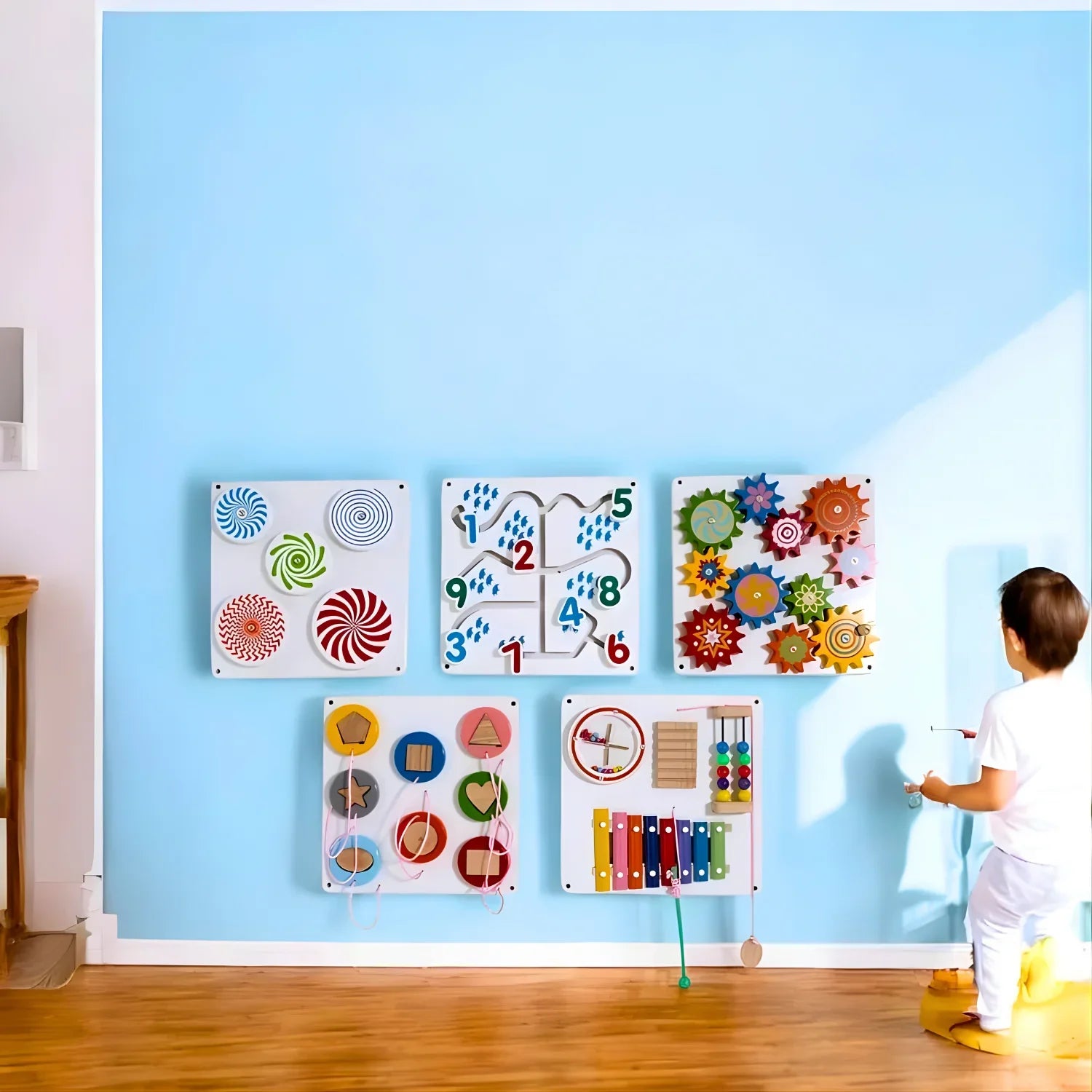 Toys Wall Panel Sensory Activity Learning Board Toys (Set of 5)