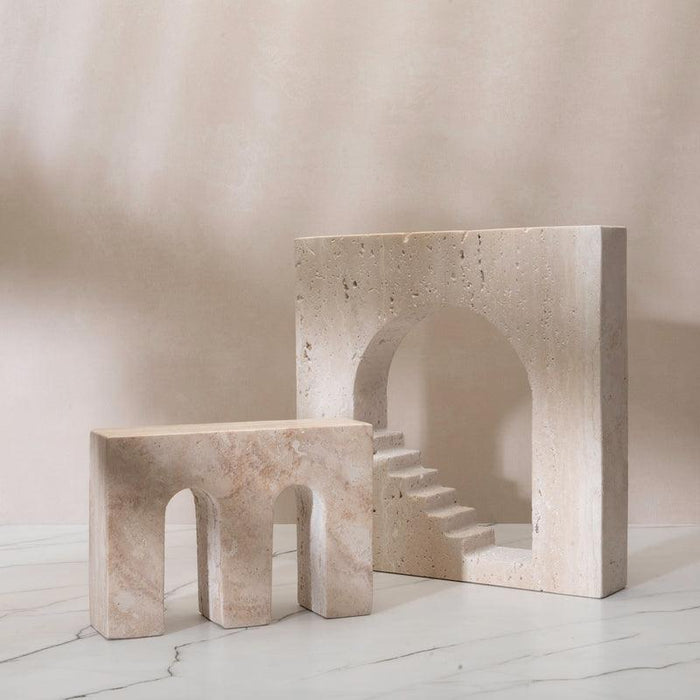 Travertine Architectural Artifact for Table Decor | Showpieces for Bedside Table