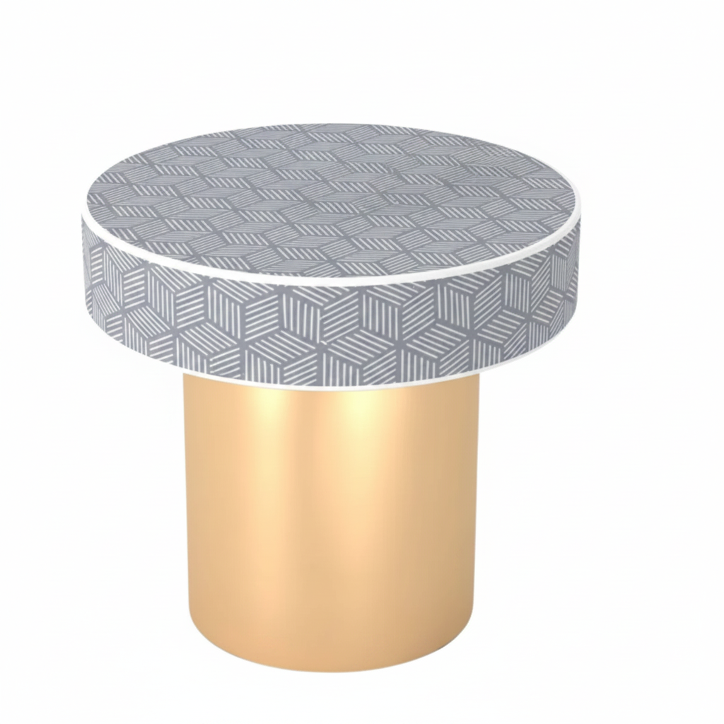 Inlay Round Side Table- Geo