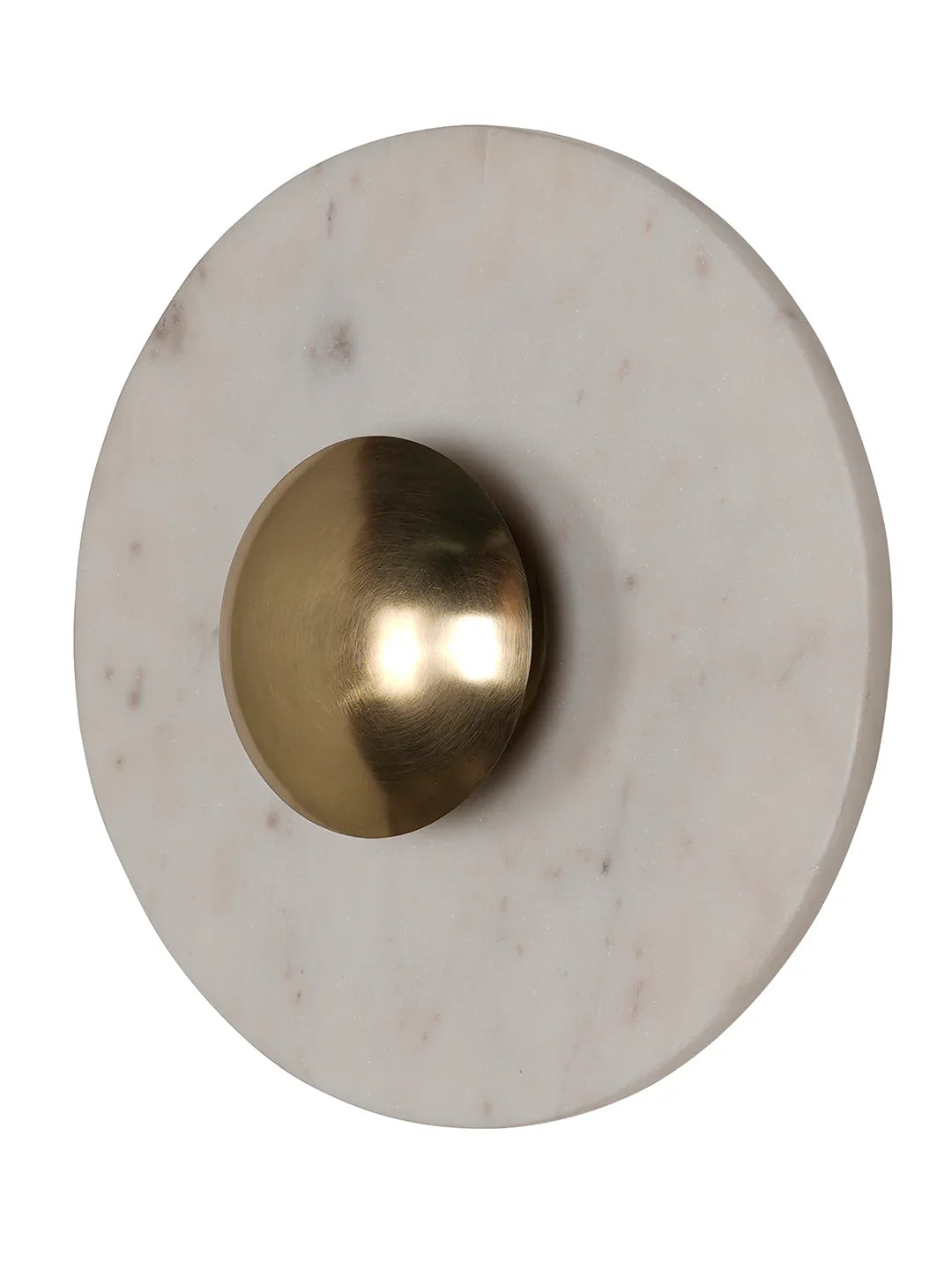 Orbig 11" Round White Marble Wall Sconce – Modern Backlit LED Fixture with Gold Accents