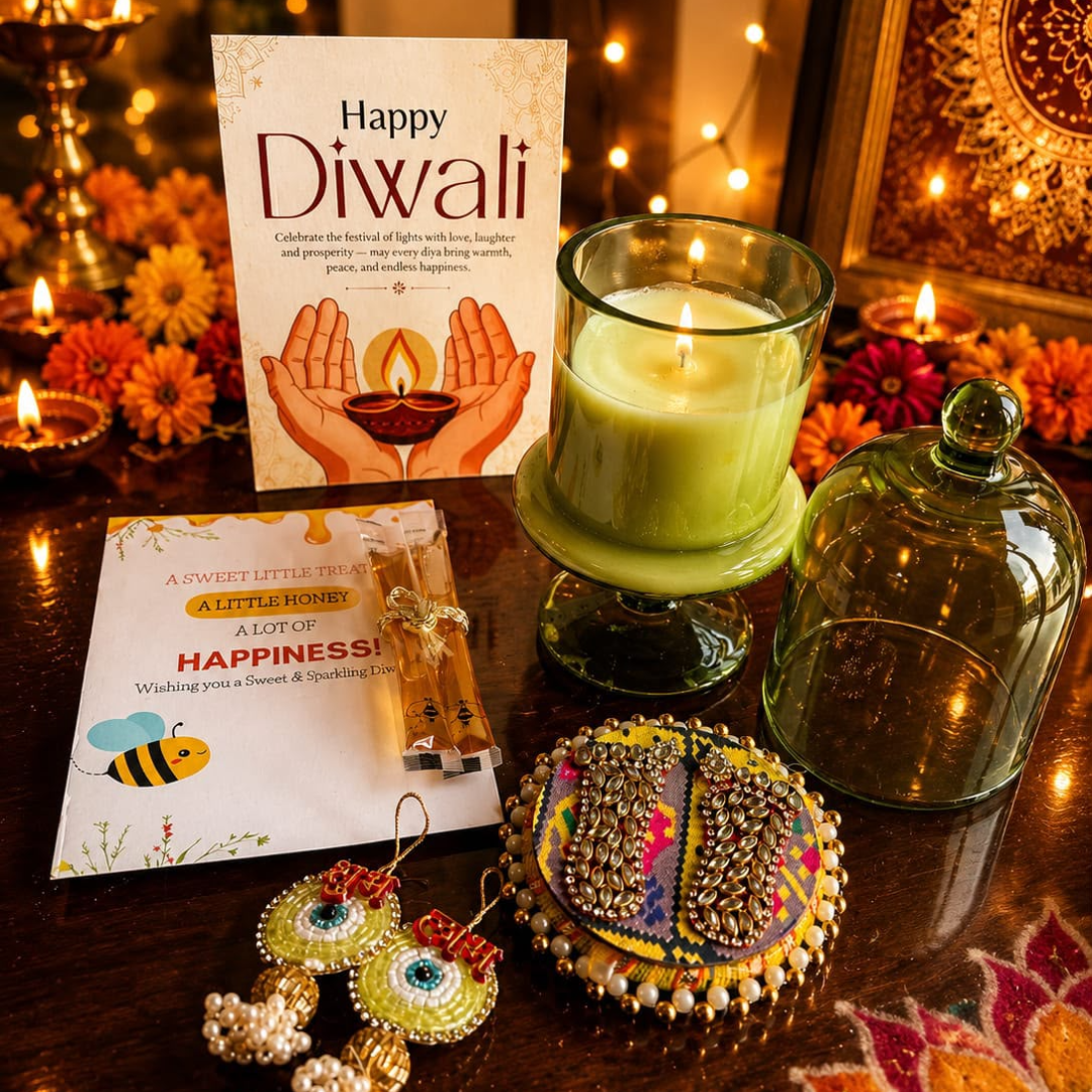 Emerald Glow Diwali Candle Gift Hamper