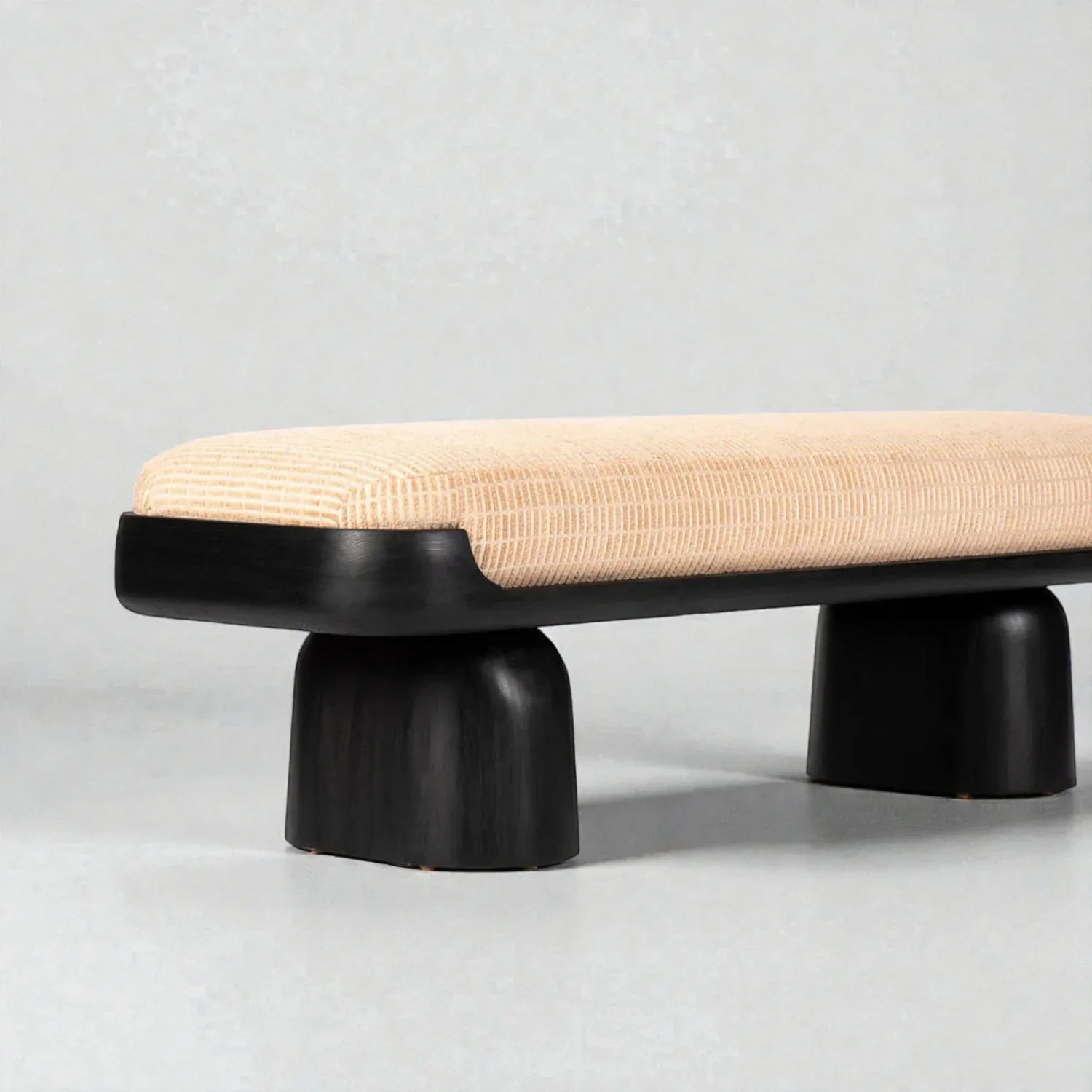 Edgeon Teak Wood & Fabric Upholstery Bench