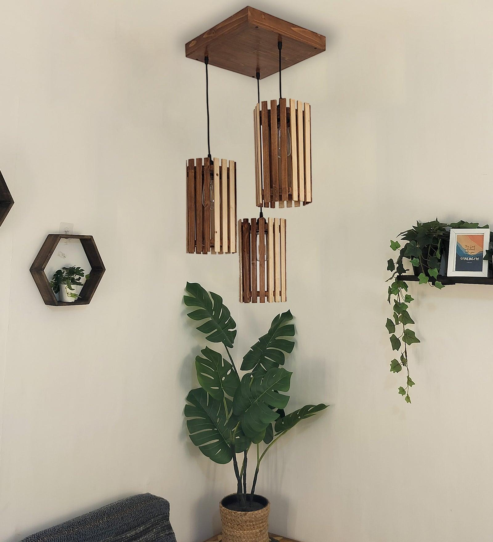 Hexa Beige & Brown Cluster Hanging Lamp