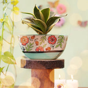 Spring It On Handpainted Ceramic Planter | Multicolor Rectangular Flower Pot for Indoor Plants