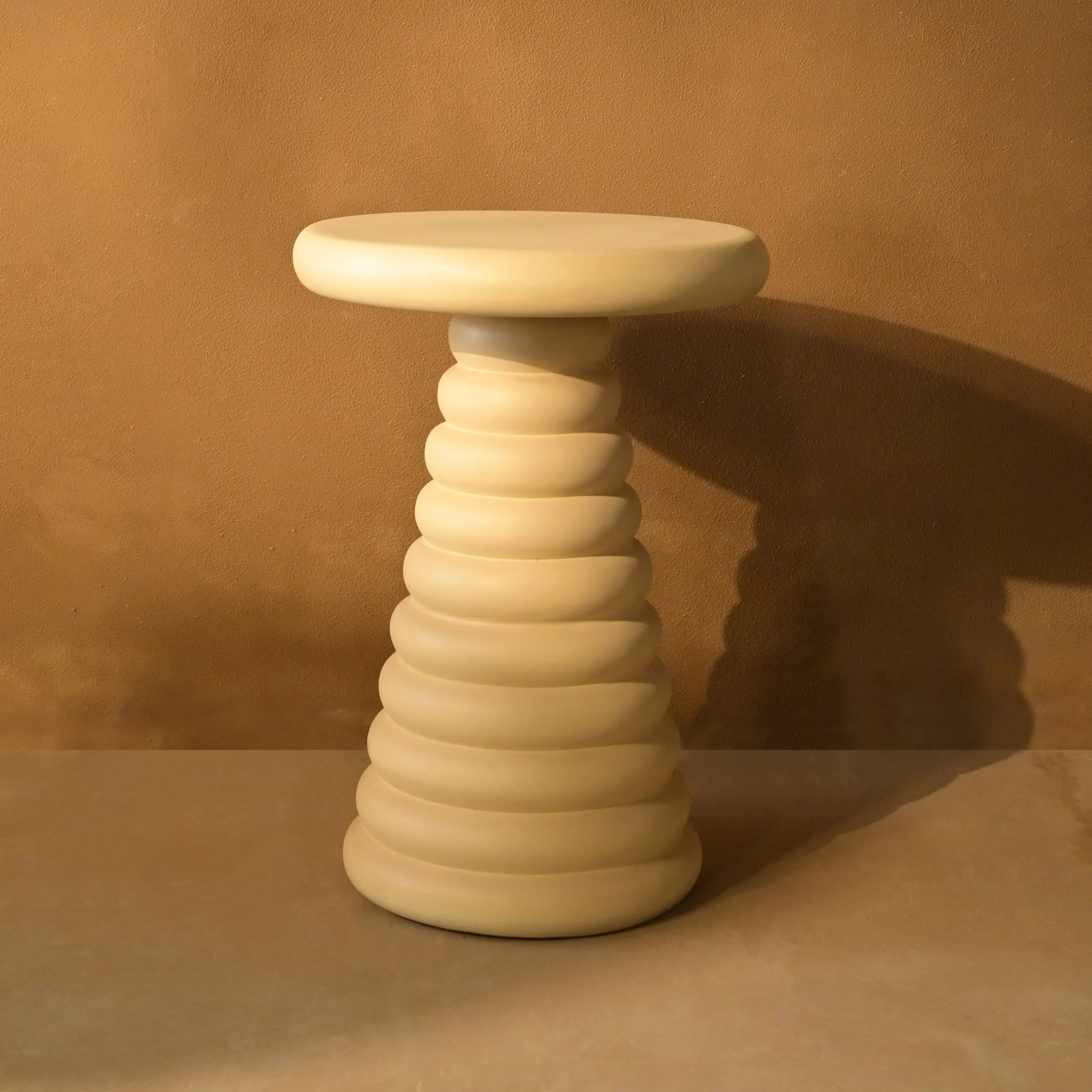 Pillar Cream Side Table | Modern Accent Table for Living Room & Bedroom