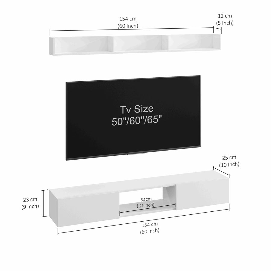 Wall Mounted TV Unit for 65 Inch TV with Storage - Vera