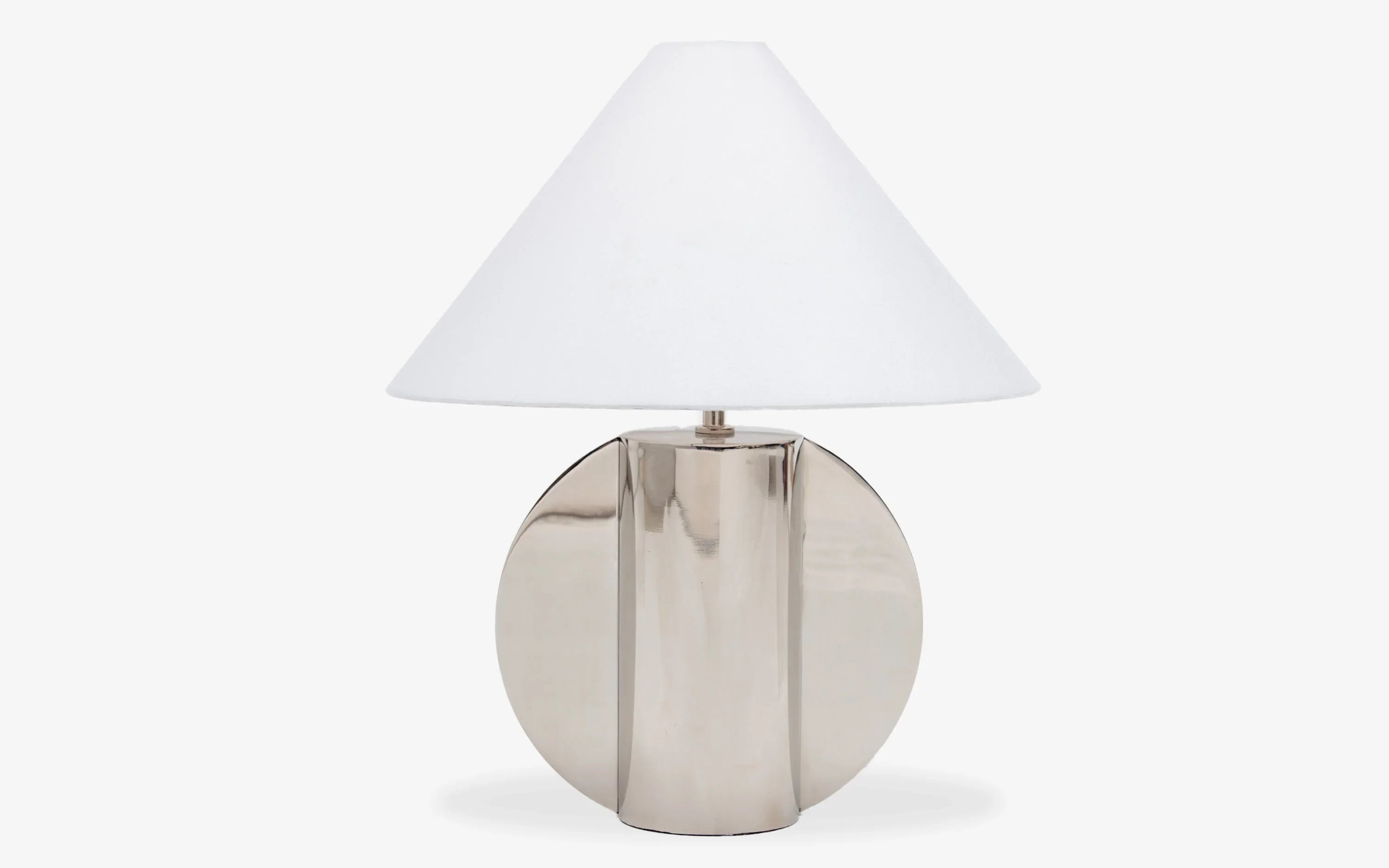Helia Arc Table Lamp | Stainless Steel and Cotton Fabric