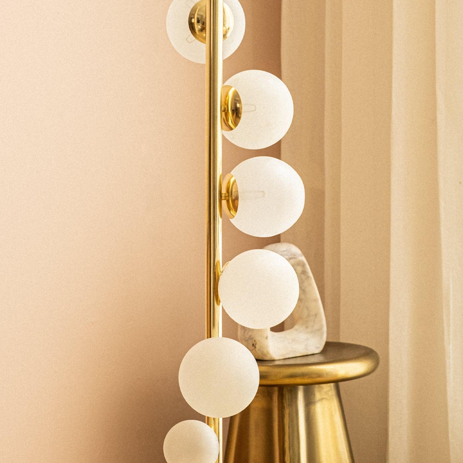 Kellan Designer Floor Lamp for Living Room | Metal and Frosted Glass Standing Lamp