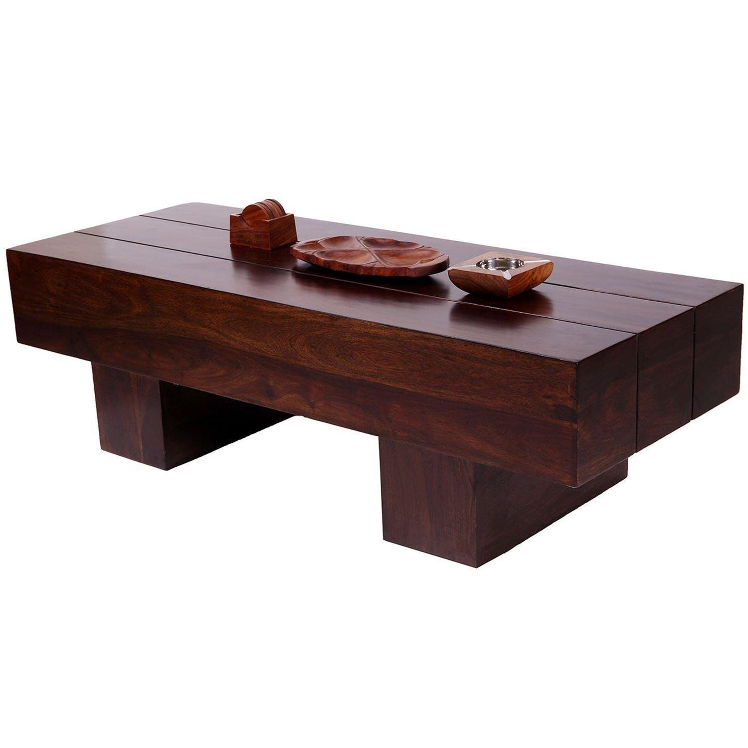 Logatto Sheesham Wood Coffee Table | Wooden Center Table for Living Room | Sofa Table