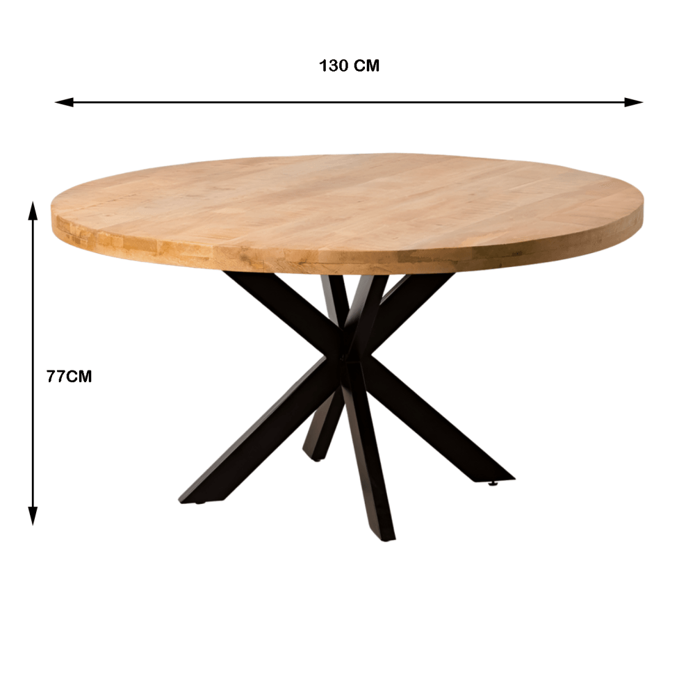 Canberra Rough Mango Wood Round Dining Table | Sheesham Wood