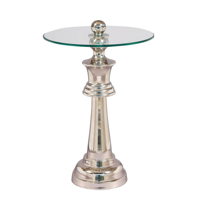 Chess King Base with Glass Top | Accent Table for Living Room