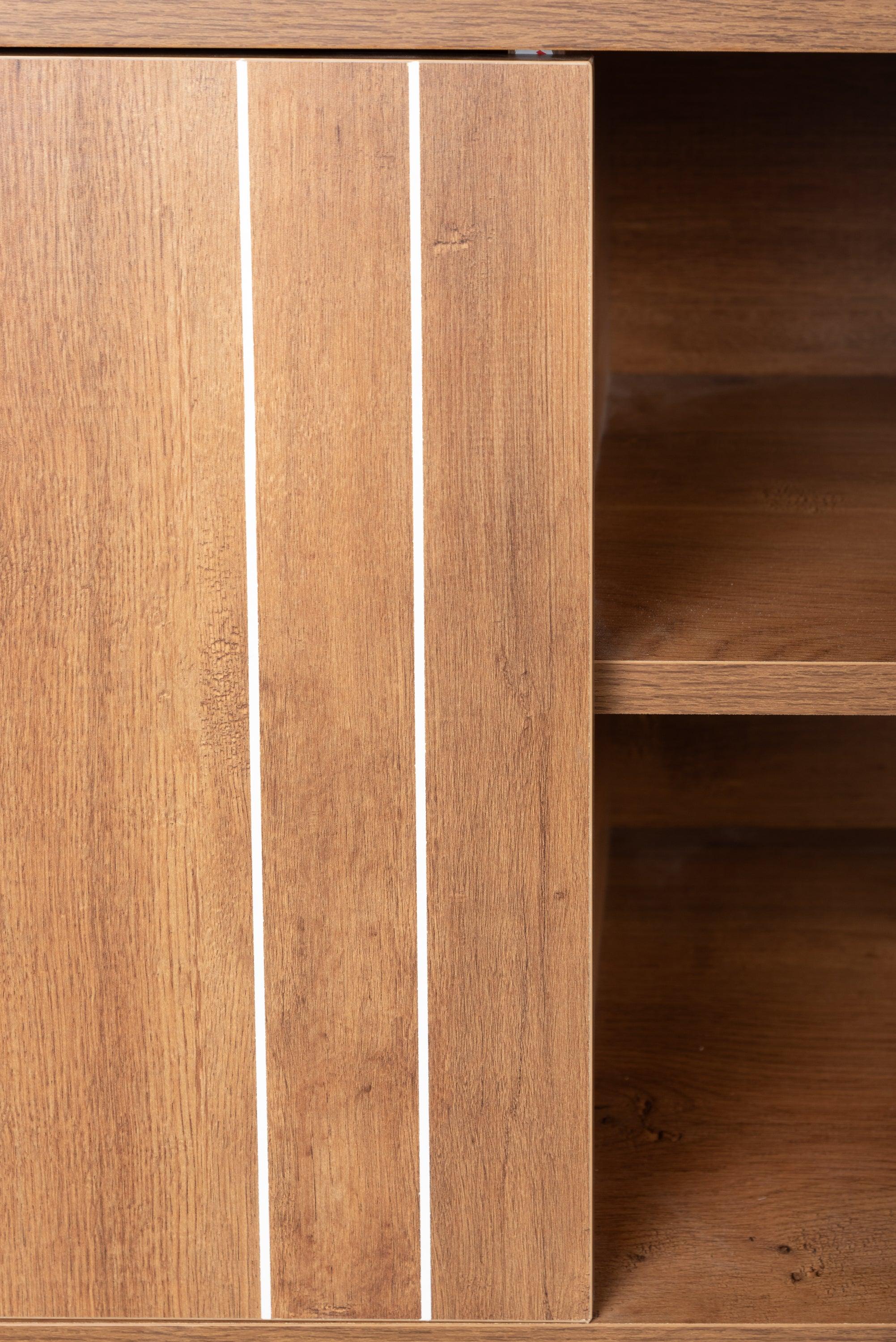 Minion  Walnut Finish TV Unit | Modern Wooden TV Stand with Storage & Cable Management