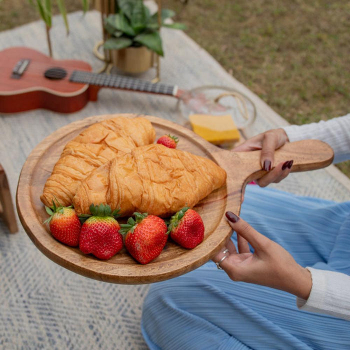 Aachman Wooden Platter with Handle 17.5 inches