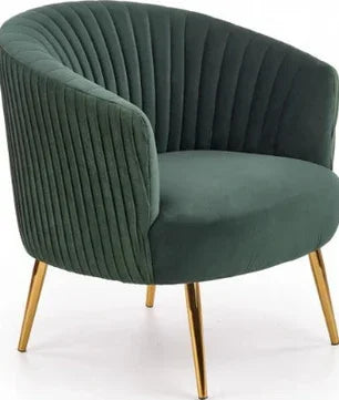 Green Cocooned Pattern Velvet Accent Chair