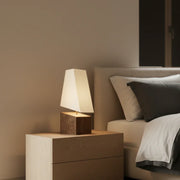 Chiselle Wooden Table Lamp | Designer Bedside Lamp with Fabric Shade for Living Room & Bedroom