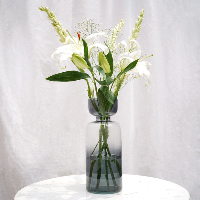 Decorative Tinted Glass Vase Grande | Flower Pot For Living Room & Home Decor
