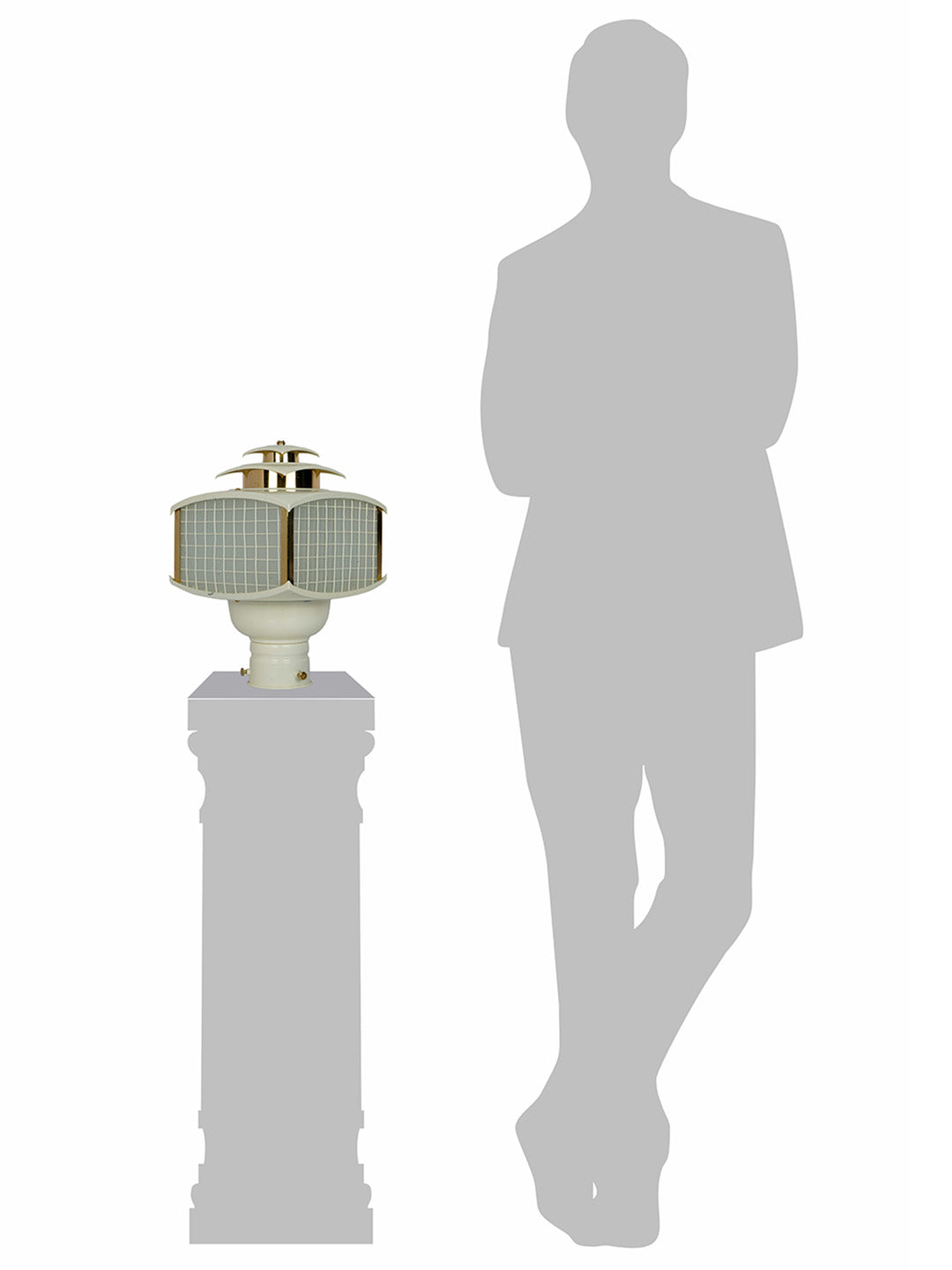 Retro Ivory and Gold Aluminum Gate Lamp