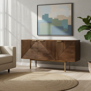 Chevron Sideboard | Acacia Wood, Stainless Steel