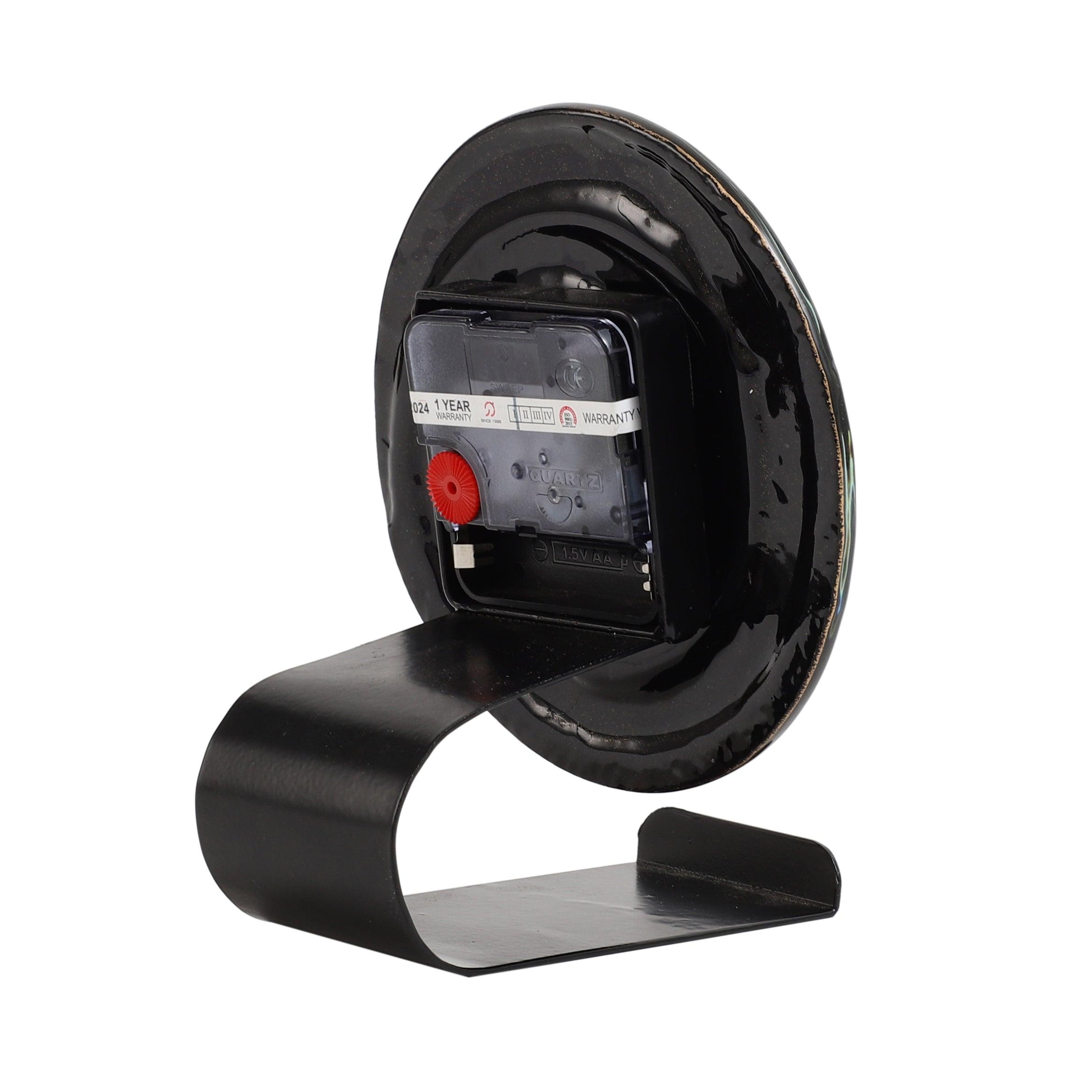 Peirre Glass Embossed Table Clock | Analogue Table Clock for Office Desk & Home Decor