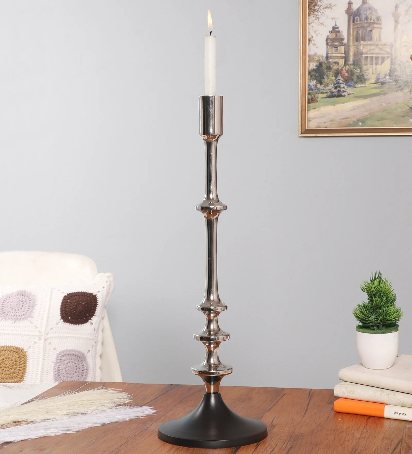 Aristea Silver Candle Holder