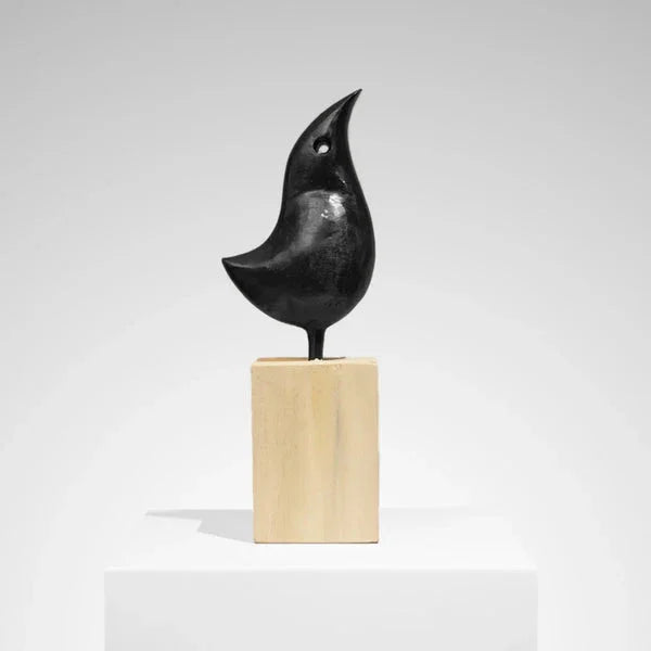 Shadow Perch - Abstract Metal & Wood Bird Figurine