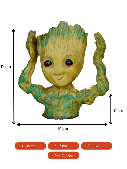 Groot Figurine Planter with Hands Up |  Artisan Home Decor & Functional Design