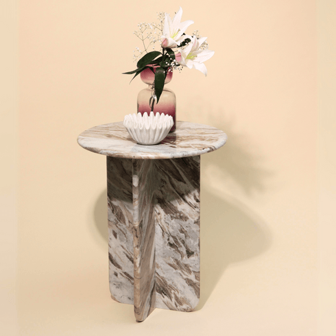 Norge Marble Side Table for Living Room | Small End Table | Corner Table