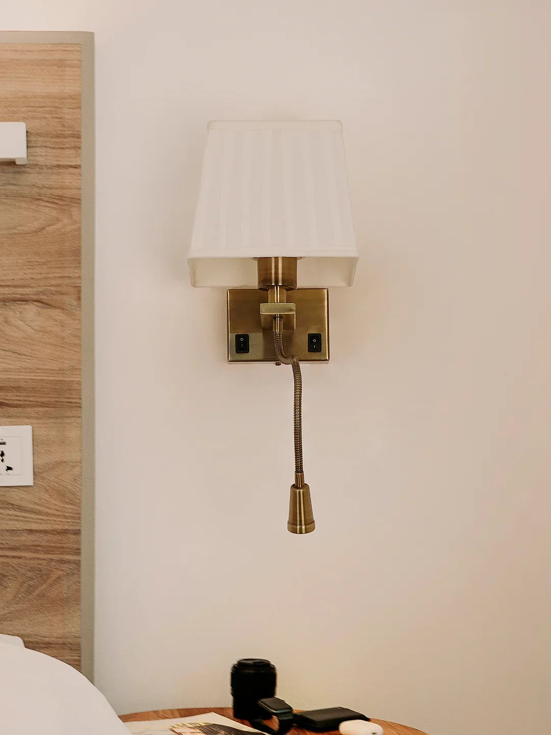 Transitional Bedside Wall Sconce with Flexible LED Reading Light