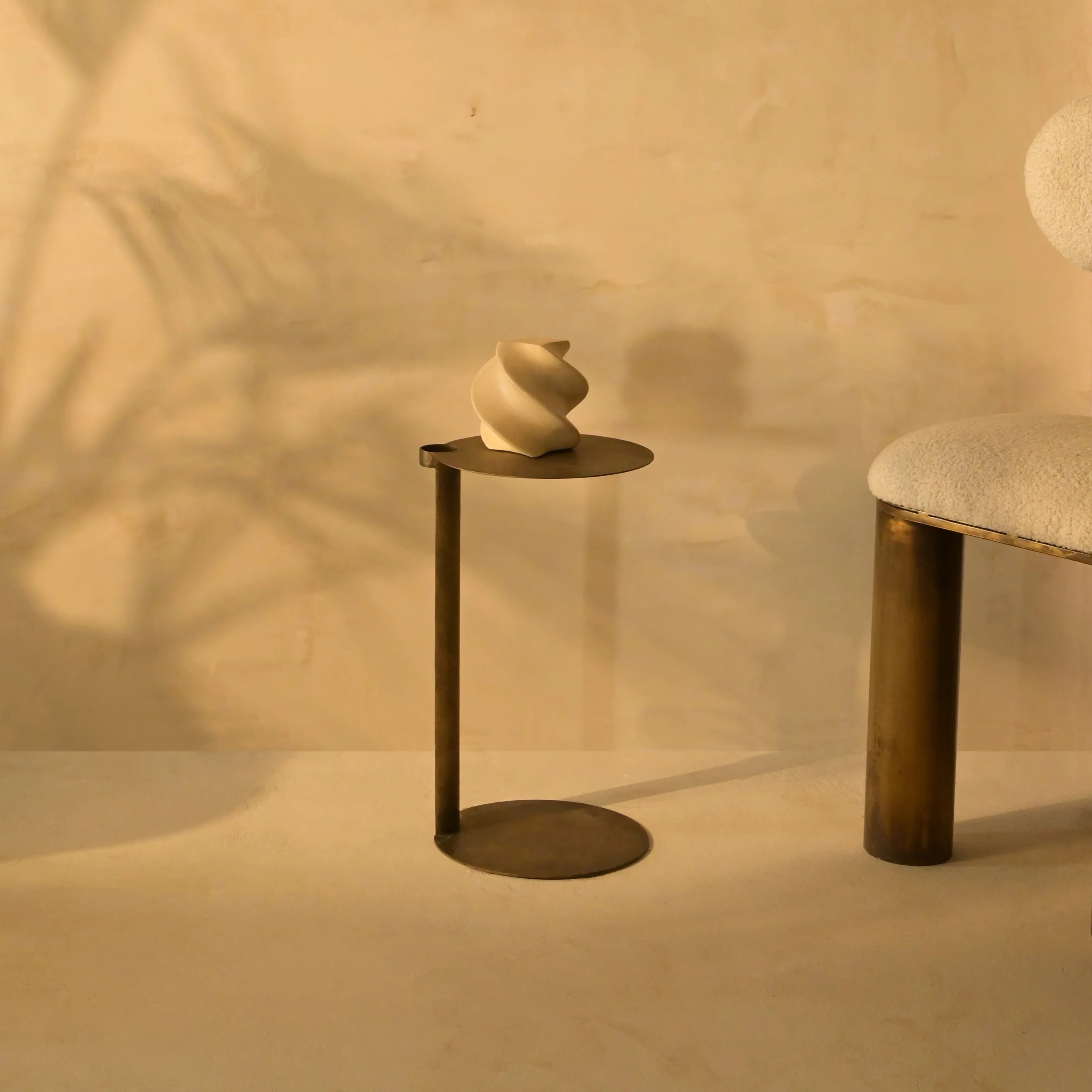 Antique Brass Side Table | Modern Accent Table for Living Room | End Table