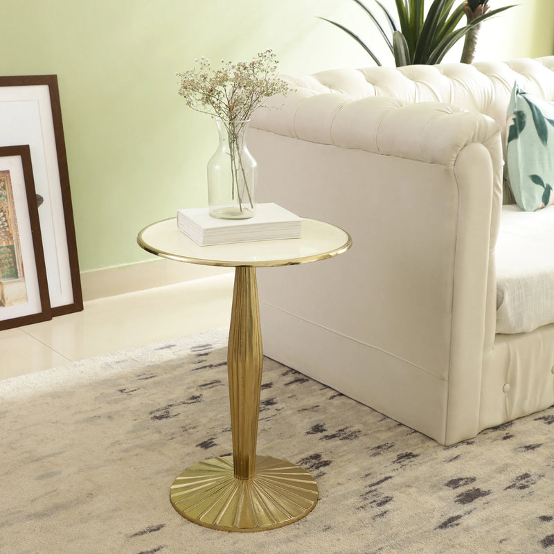 Luxury Mini Bamboo Accent Table | Gold Metal Side Table for Living Room & Bedroom Decor