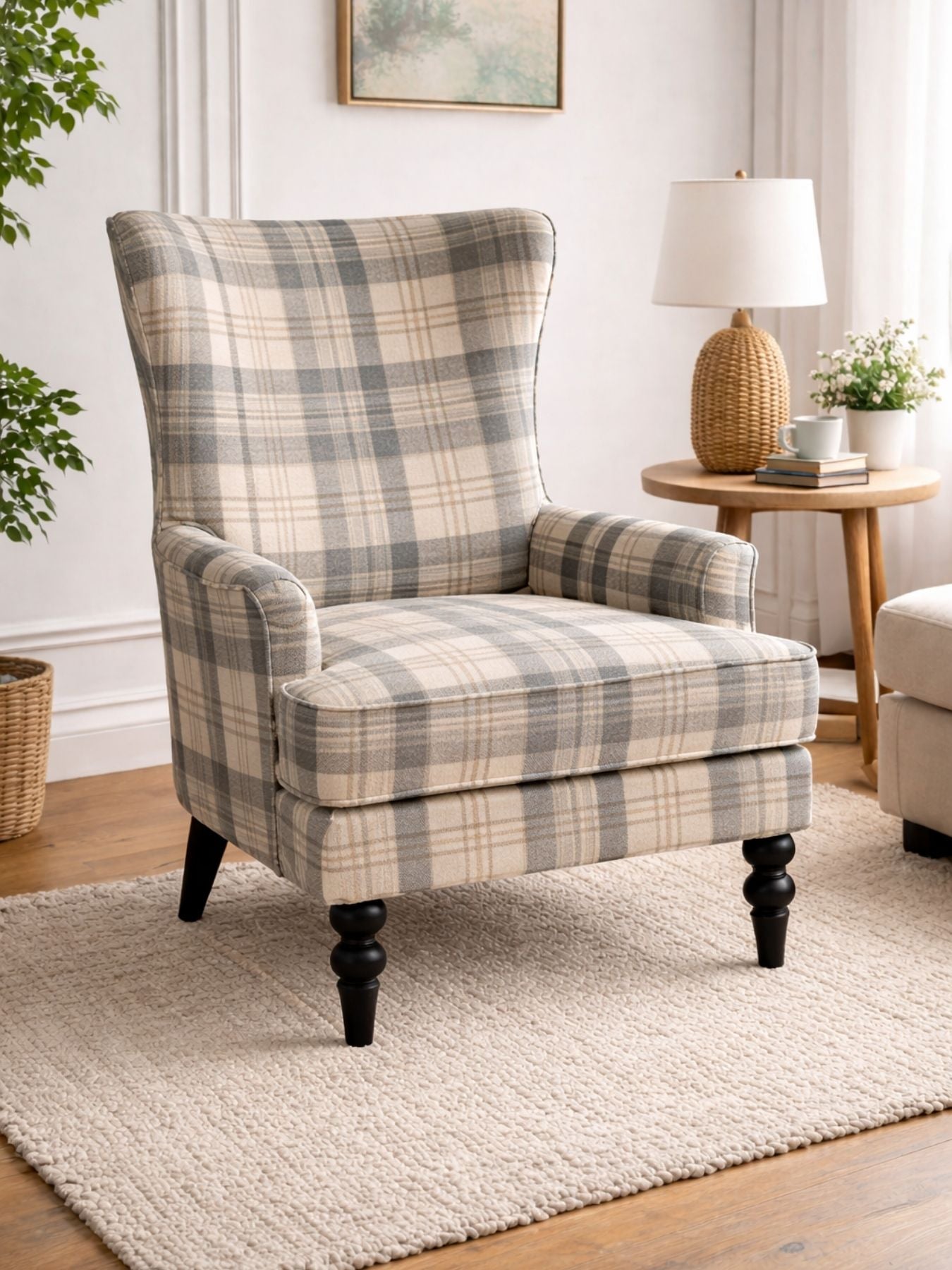 Heritage Checkered Upholstered Armchair