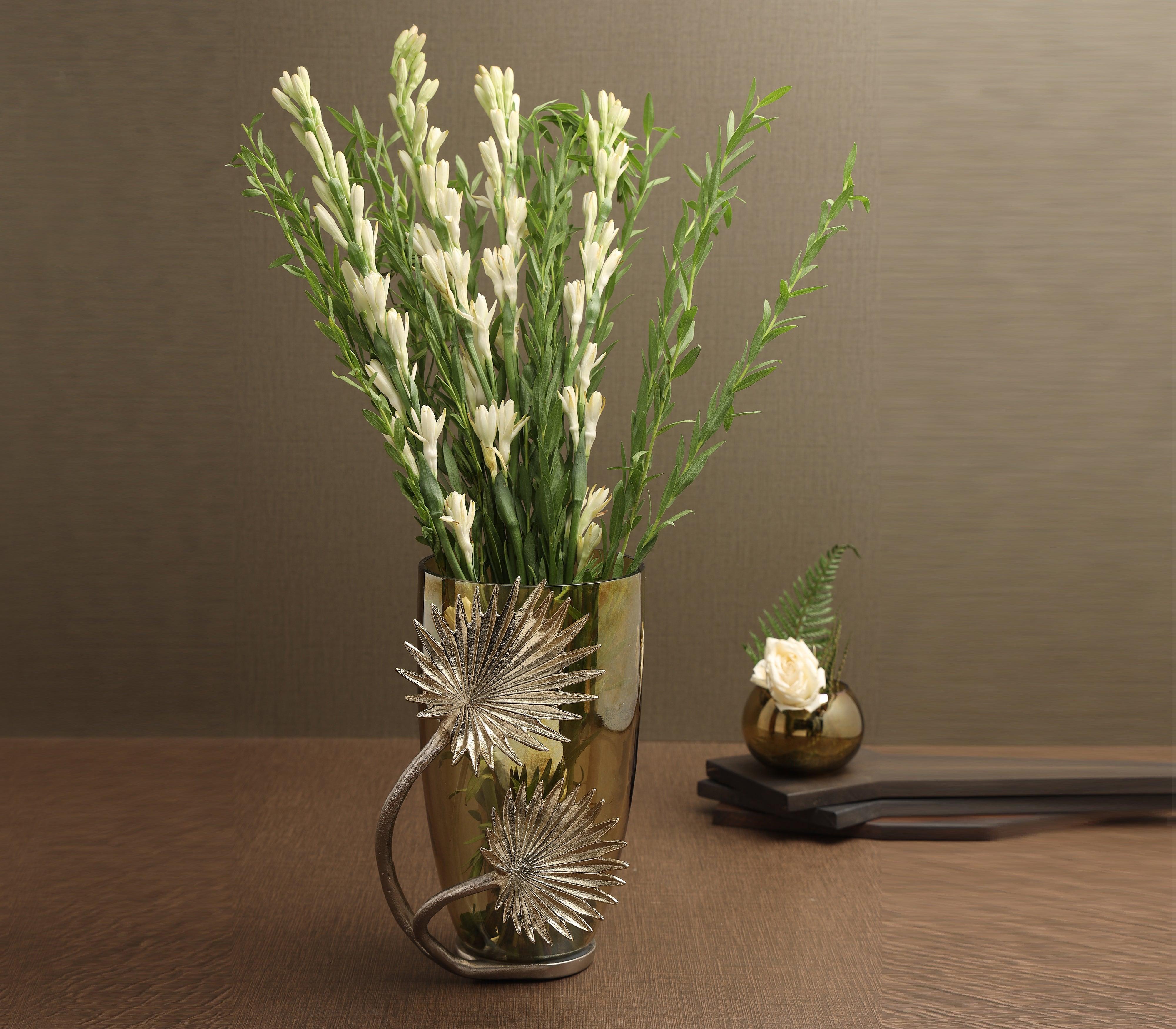 Precious Palm Vase | Gold Finished