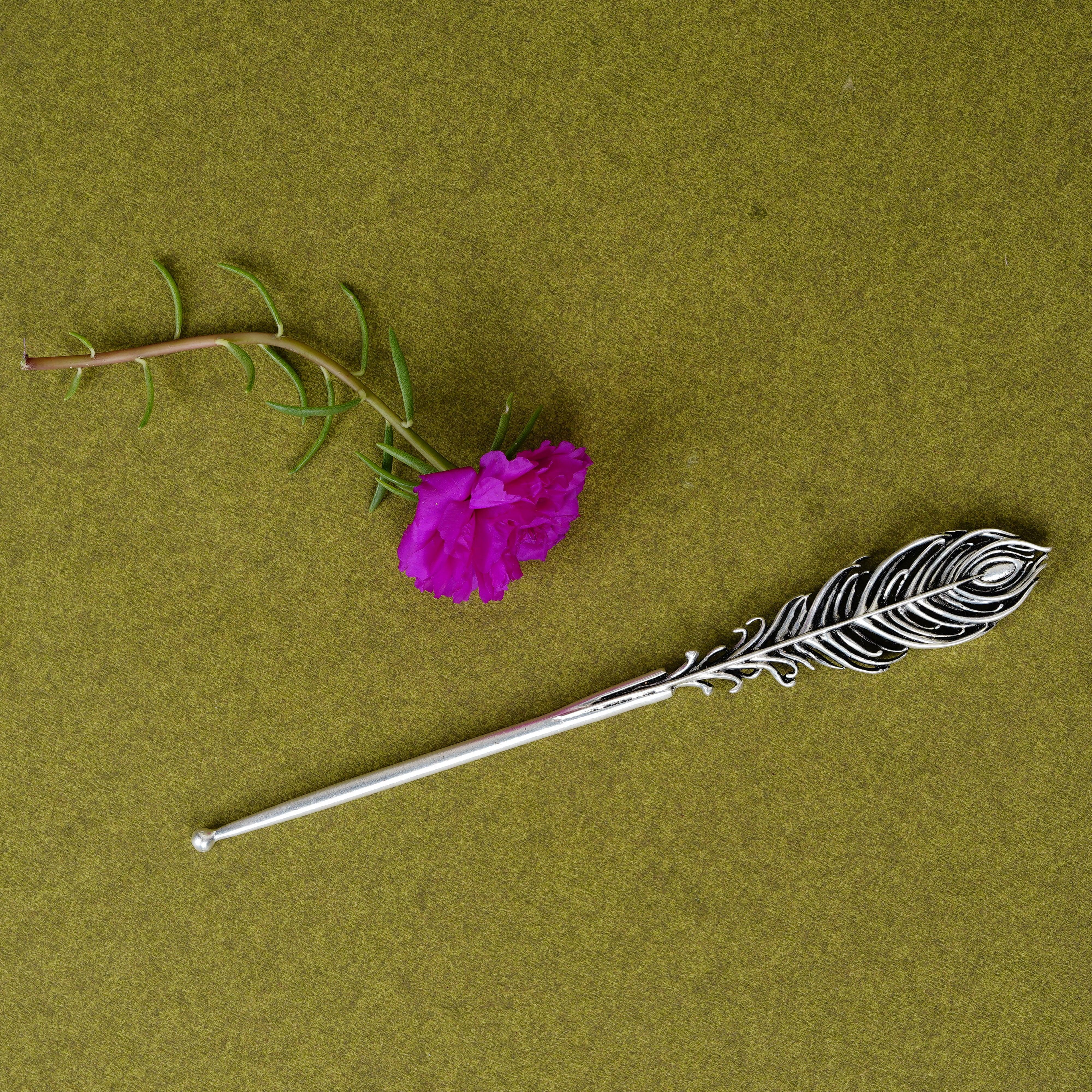 Pure Silver Plated Brass Morpankh Tilak Stick