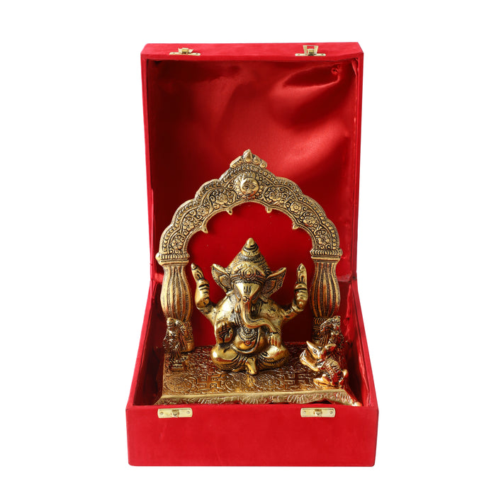 Lord Ganesh Figurine Presented in a Rich Red Velvet Box